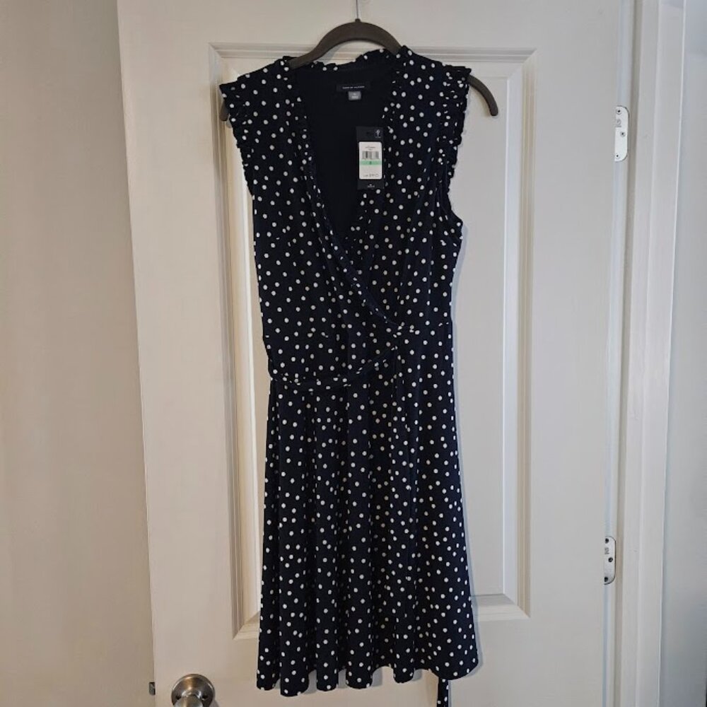 NWT Tommy Hilfiger Navy/White Sleeveless Wrap Dress Size 8